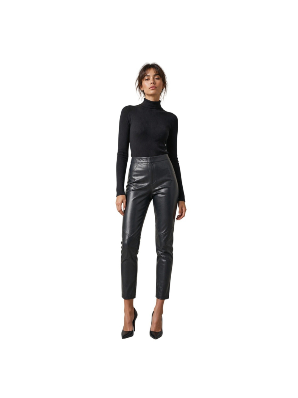 Free people sz 26 soft lined faux leather pull on pants skinny grunge moto EUC